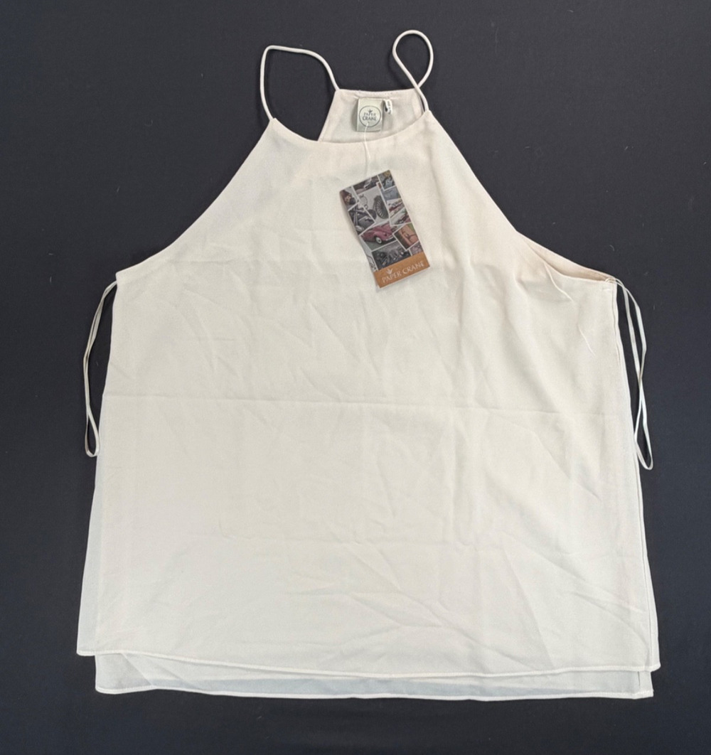 Paper Crane High Neck Sleeveless Shirt / Tank in Cream White (Women's L)